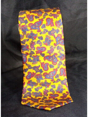018-TIE RACK - PAISLEY MUSTARD RED BLUE PATTERNED - MADE IN UK NECKTIE!